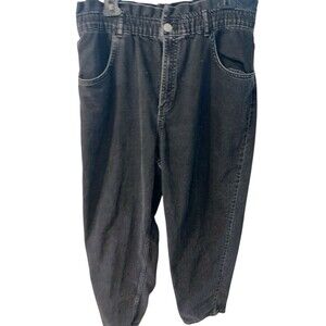 ZARA Jeans Womens XL Black Washed Paper Bag High-Waisted Mom Tapered Leg Retro